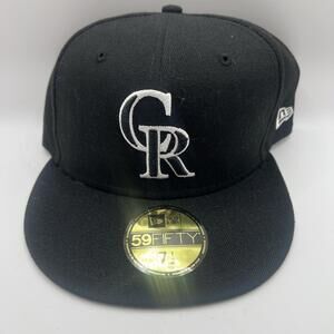 New Era Colorado Rockies Classic Black/White Fitted Hat - Size 7 1/2